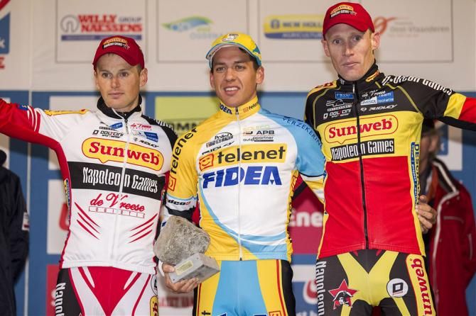 Elite men's Koppenbergcross podium (L-R): Kevin Pauwels, Tom Meeusen and Klaas Vantornout