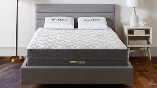Best side sleeper mattress: image shows the GhostBed Luxe mattress on a bed frame in a bedroom