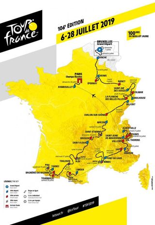 The map of the 2019 Tour de France