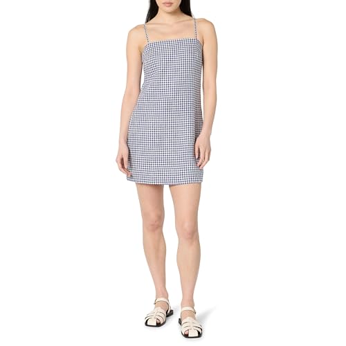 Drop Seville linen mini rotation dress, captain blue square price, XL