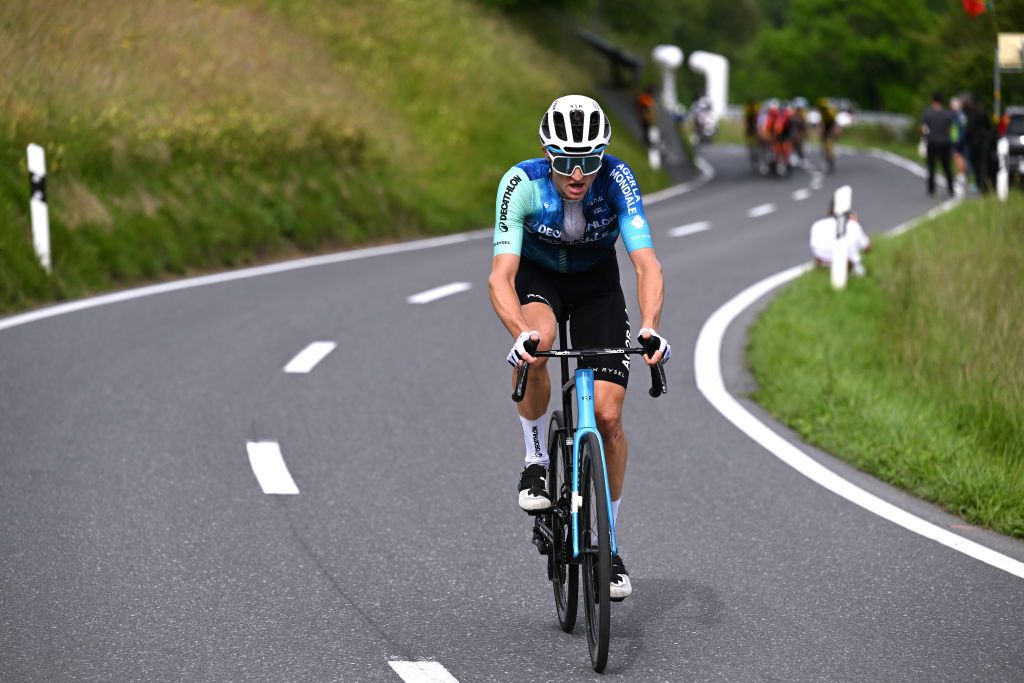 VILLARSSUROLLON SWITZERLAND JUNE 15 Felix Gall of Austria and Decathlon AG2R La Mondiale Team attacks during the 87th Tour de Suisse 2024 Stage 7 a 1182km stage from VillarssurOllon to VillarssurOllon 1248m UCIWT on June 15 2024 in VillarssurOllon Switzerland Photo by Tim de WaeleGetty Images