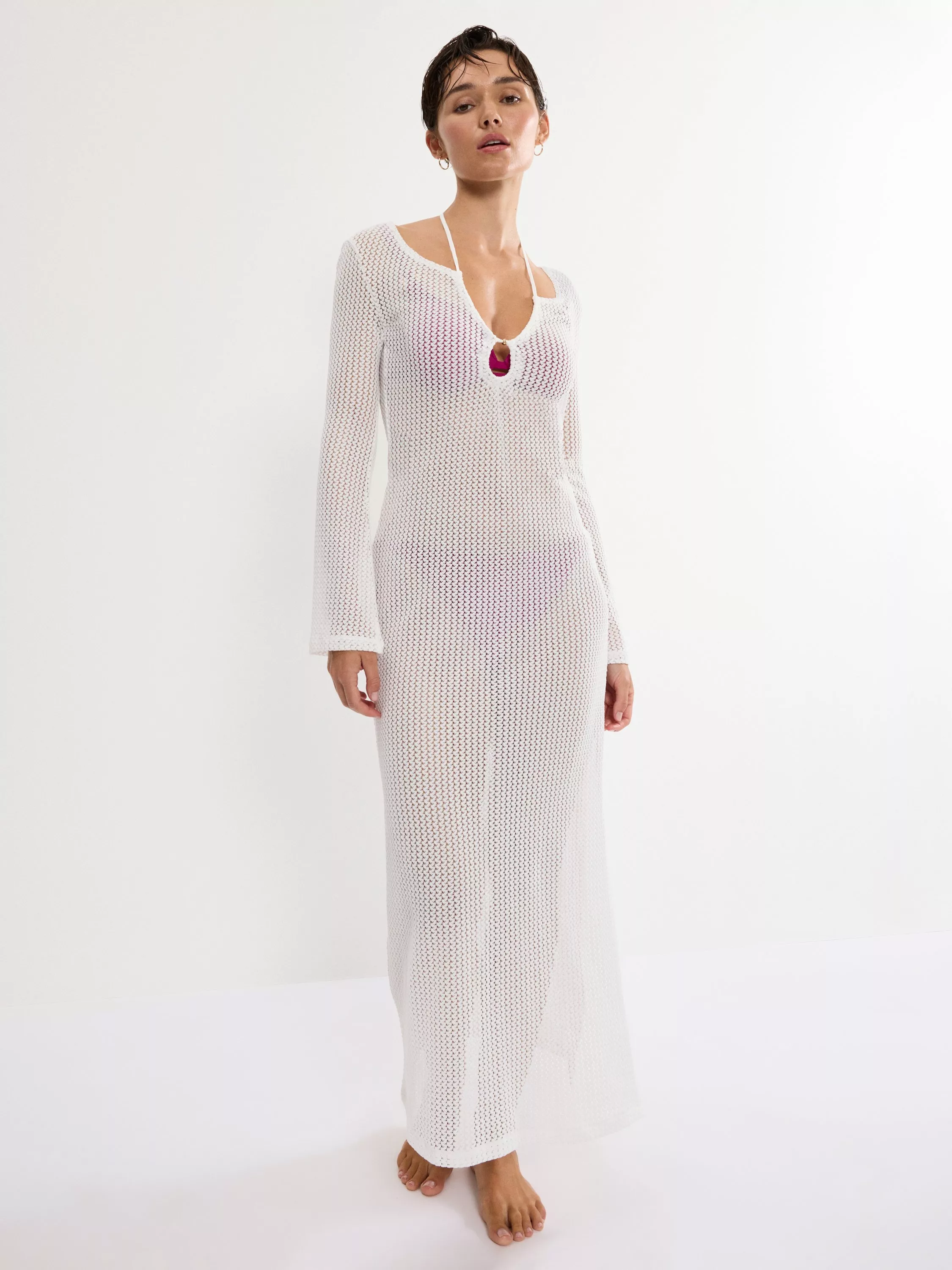 Triumph Beach Mywear Crochet Maxi Dress, Silk White