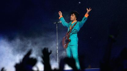 Prince performs during the "Pepsi Halftime Show" at Super Bowl XLI between the Indianapolis Colts and the Chicago Bears on February 4, 2007 at Dolphin Stadium in Miami Gardens, Florida.