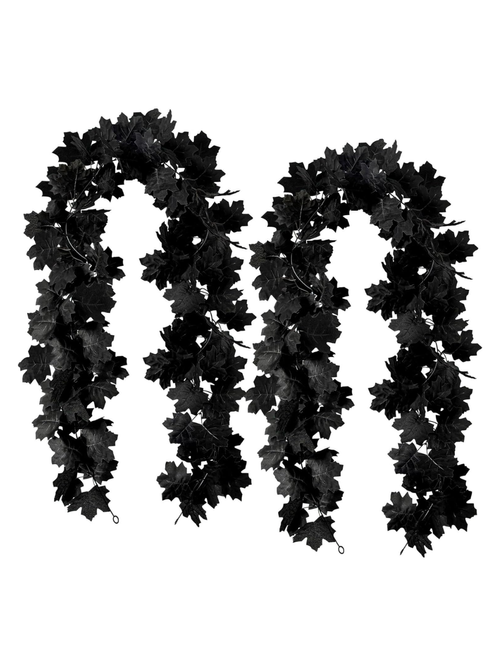 2pcs Black Maple Leaf Garland 
