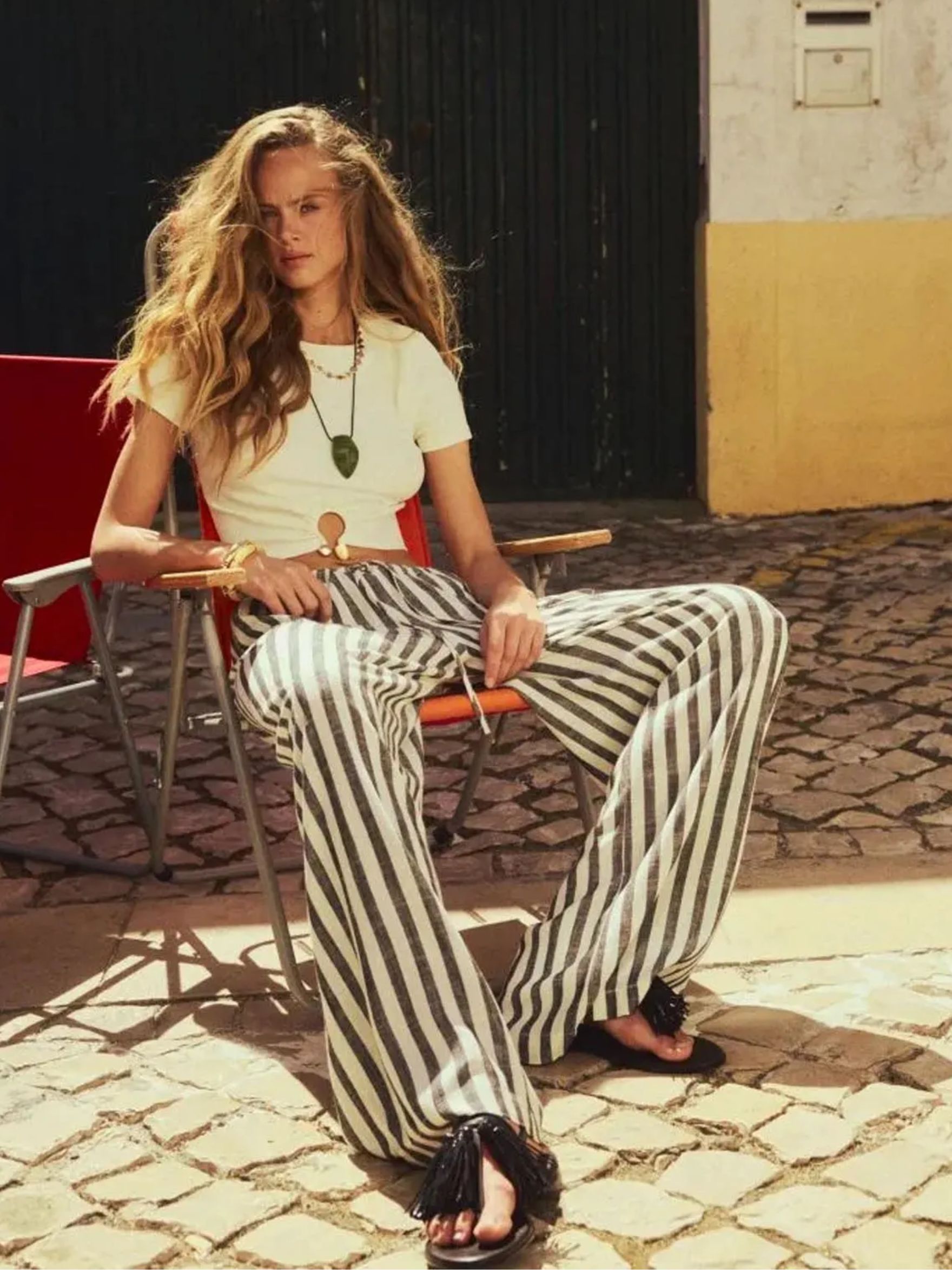 Linen-Blend Drawstring Trousers