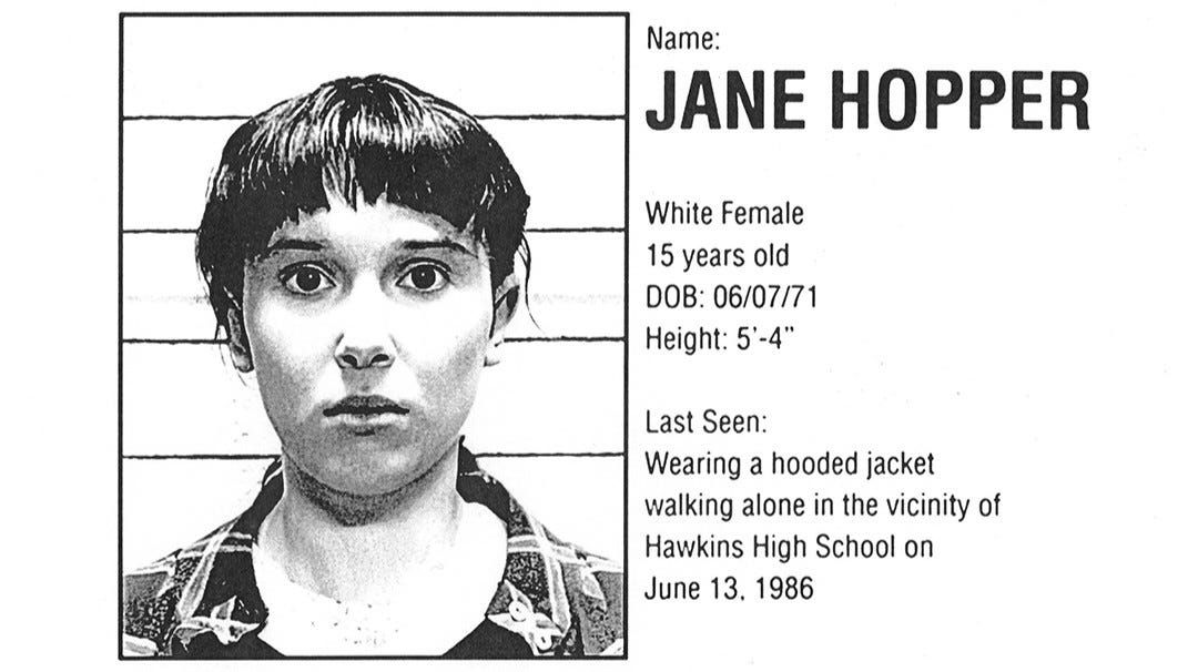 Stranger Things Jane Hopper missing poster