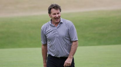 Sir Nick Faldo on the 18th during the Celebration of Champions Challenge prior to The 150th Open at St Andrews