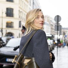 Amanda Seyfried wearing the Versace Pivot Bag in Paris