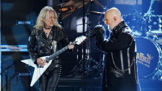 Rob Halford and K.K. Downing on stage