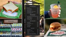 A variety of Masters concessions menu items including the full menu listed in the center