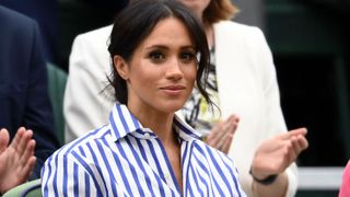 london, england july 14 meghan, duchess of sussex attends day twelve of the wimbledon lawn tennis championships at all england lawn tennis and croquet club on july 14, 2018 in london, england photo by clive masongetty images