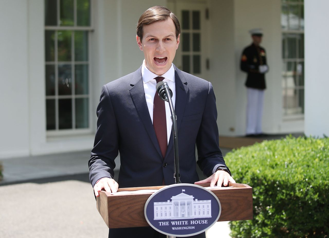 Jared Kushner speaks outside the White House