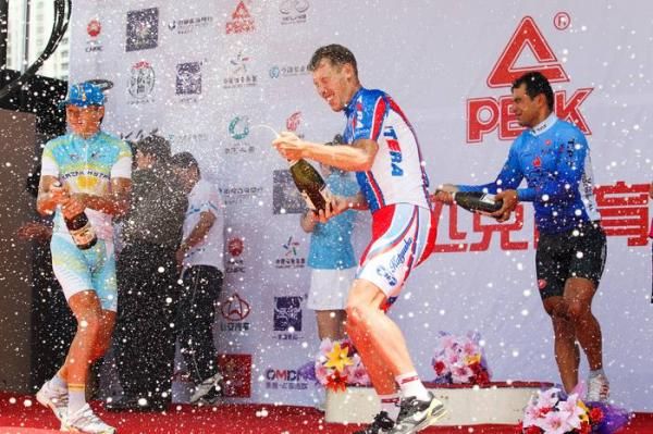The stage winners had a bit of fun on the podium