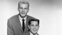 Art Garfunkel and Paul Simon as Tom and Jerry pose for a portrait circa 1957 