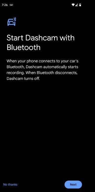 Dash cam mode in the Personal Safety app