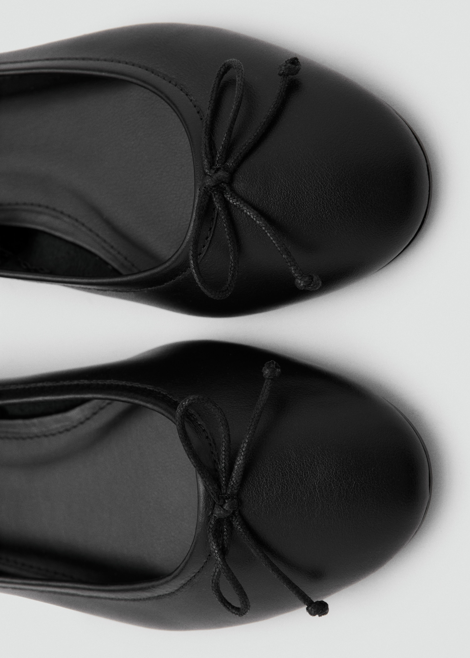 Leather Ballet Flats With Bow - Women | Mango United Kingdom
