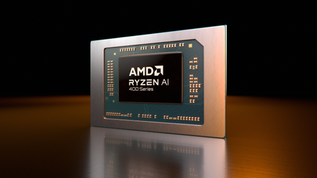 A mockup of the AMD Ryzen AI 400 series laptop processor
