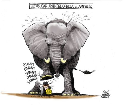 Political cartoon U.S. GOP Roy Moore sexual harassment