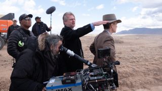 Christopher Nolan behind the scenes of Oppenheimer