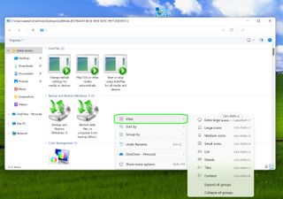 Changing icon sizes in Windows 11 God mode folder