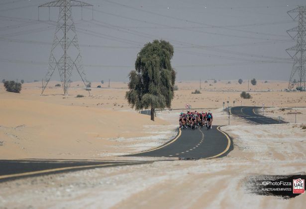 The riders head out in the sun