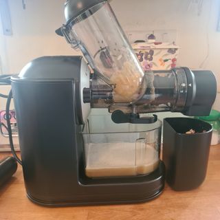 Philips Viva Cold Press Masticating Slow Juicer used with an apple