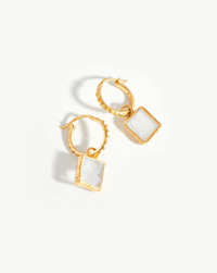 Rainbow Moonstone Gold Mini Pyramid Charm Hoop Earrings: $115 $80.50