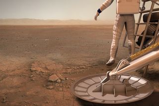 Conception of first step on Mars