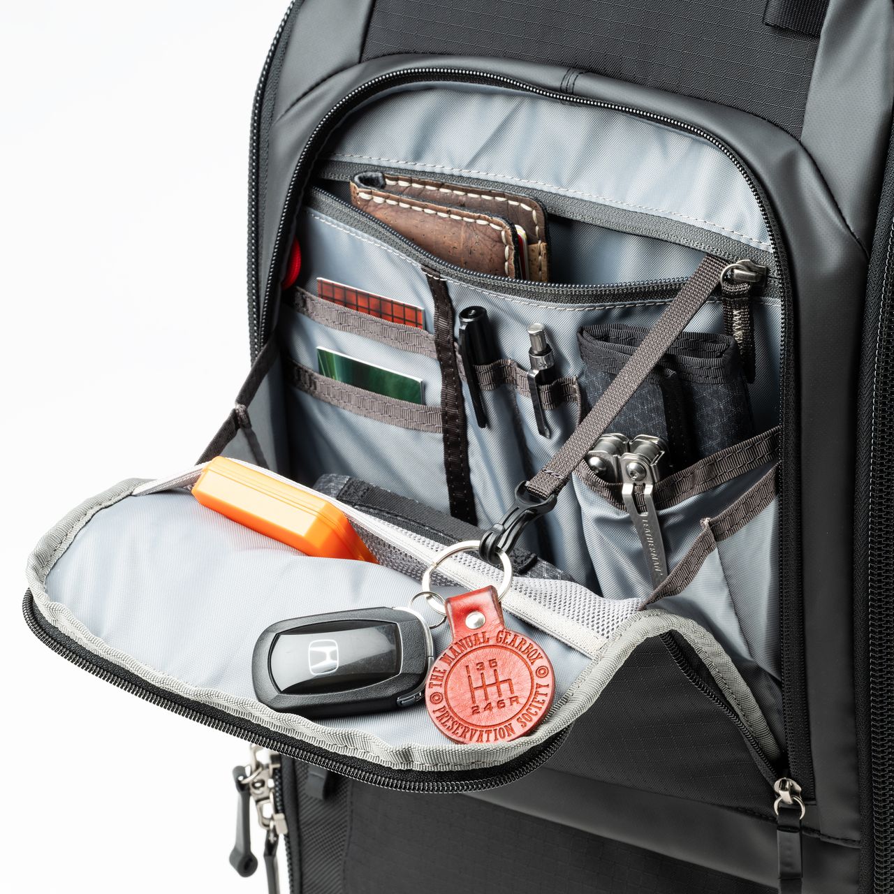 The Think Tank Walker Pro camera backpack's front organization pocket