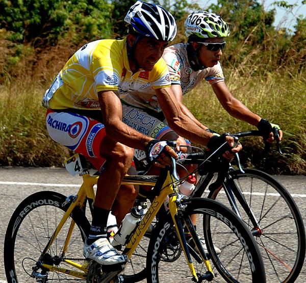 Race leader Jose Contreras rides on stage 6.