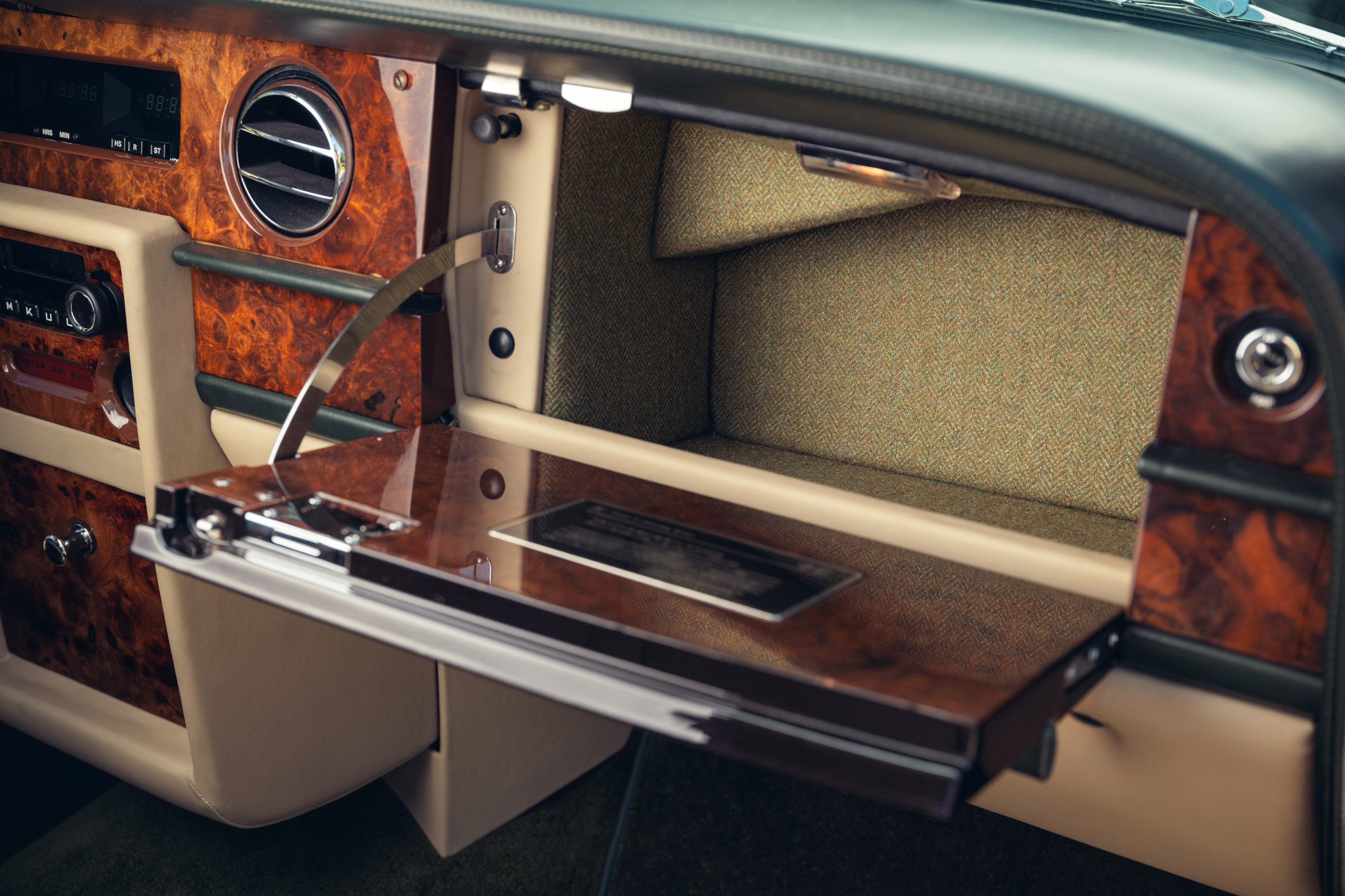 The original wooden dashboard was restored