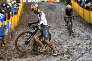 BOOM BELGIUM DECEMBER 04 Thomas Pidcock of The United Kingdom and Team Trinity Racing competes on a muddy sector during the 7th Superprestige Cyclocross Boom 2021 Mens Elite SPBoom Superprestige2022 on December 04 2021 in Boom Belgium Photo by Luc ClaessenGetty Images