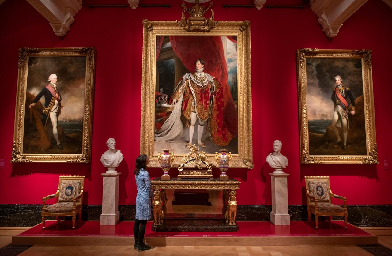 The Queen&#039;s Gallery, Buckingham Palace, with Sir Thomas Lawrence&#039;s George IV, 1821. Credit: Malcolm Park/Alamy Live News.