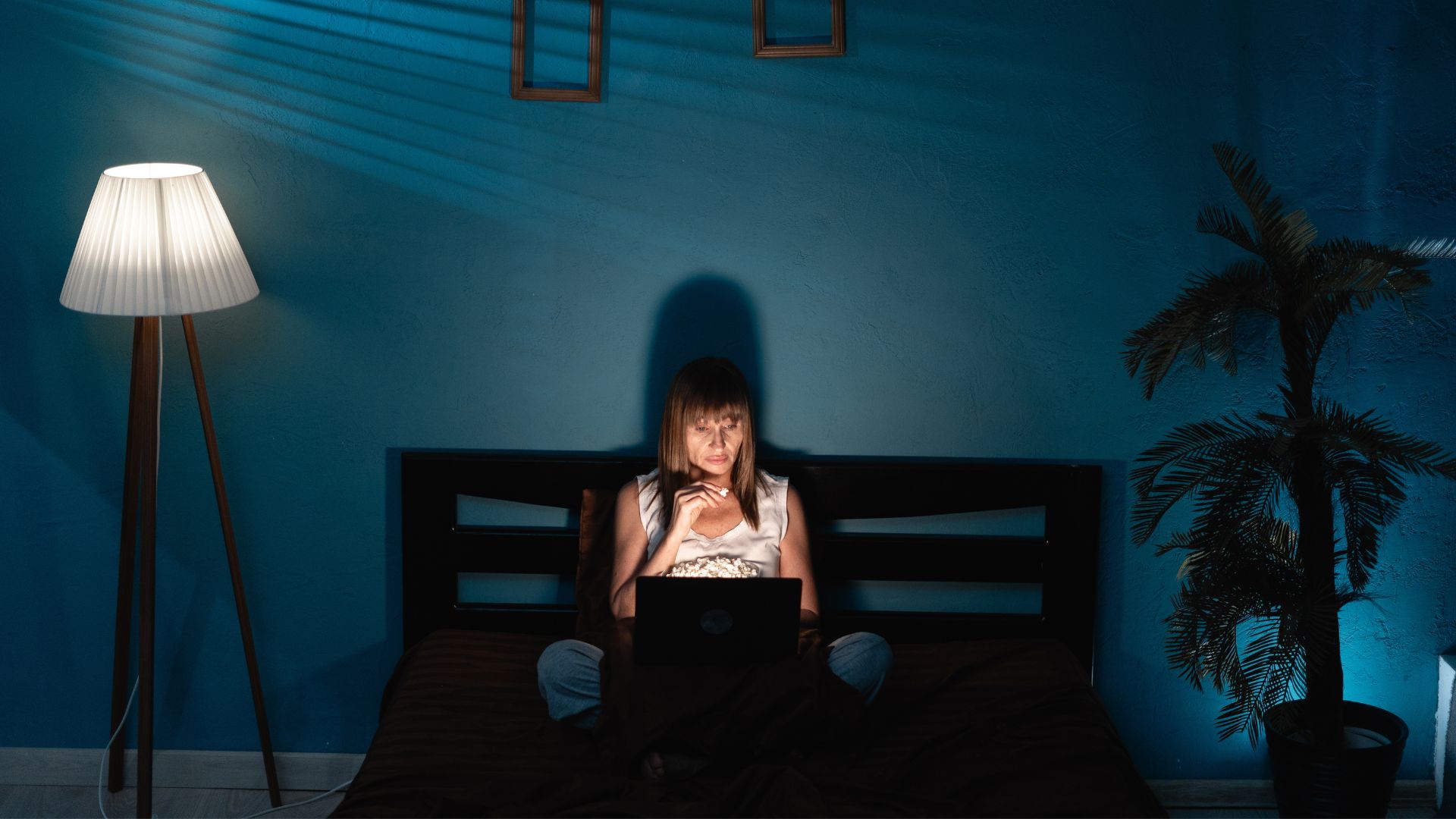 Woman eating late at night