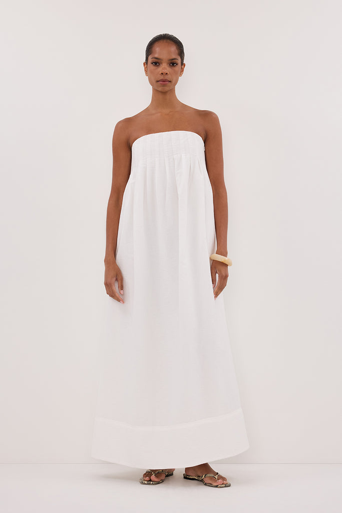 Morgan White Strapless Midi Dress - Pre Order