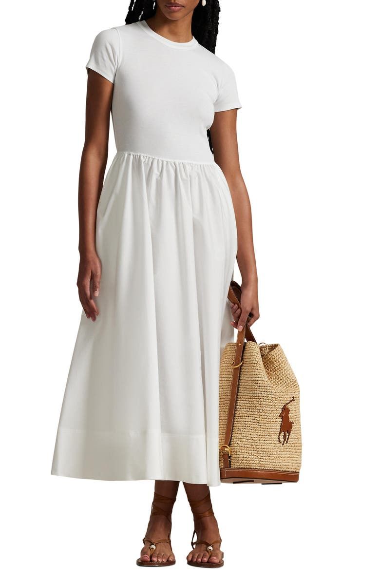 Short Sleeve Cotton Midi Dress