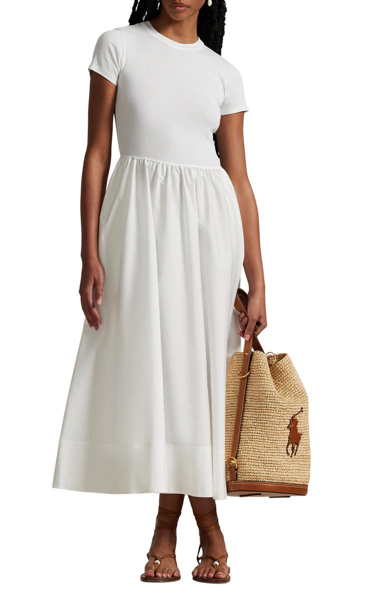 Short Sleeve Cotton Midi Dress