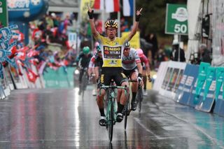 Primoz Roglic (Jumbo-Visma) wins at Torgon on the Tour de Romandie.