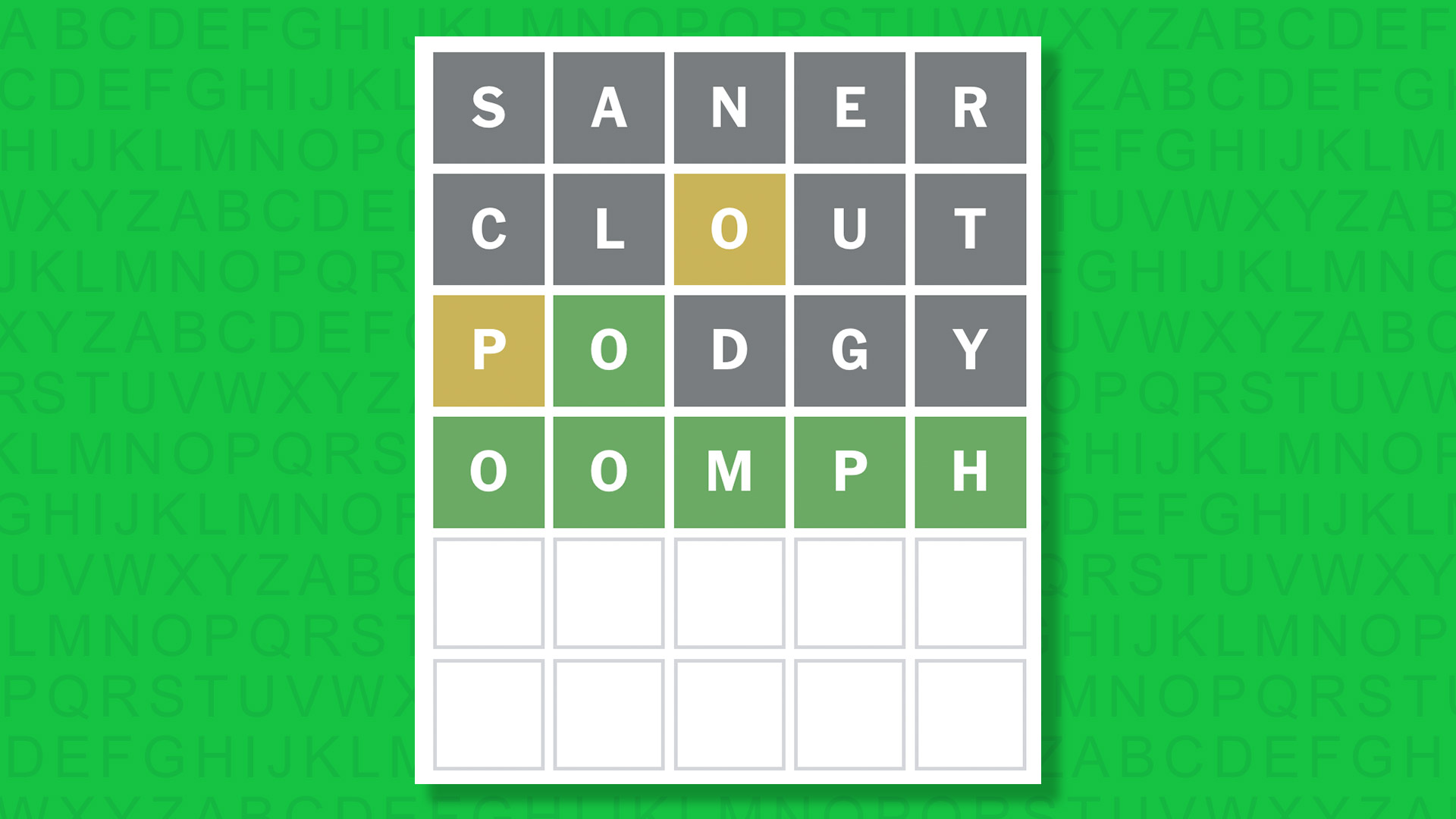 NYT Wordle answer for game 1662 on a green background