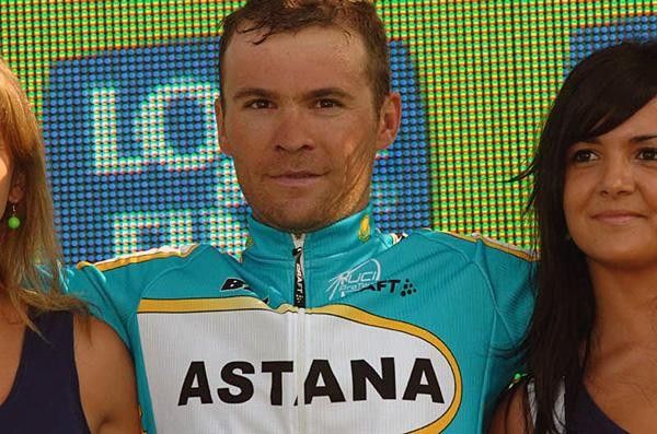 Sergio Paulinho (Astana) smiles on the podium