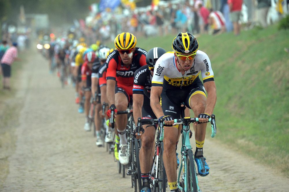 LottoNL-Jumbo's Sep Vanmarcke leads the peloton.