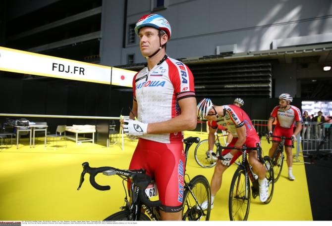 Alexander Kristoff (Katusha) reports for duty in Saitama.