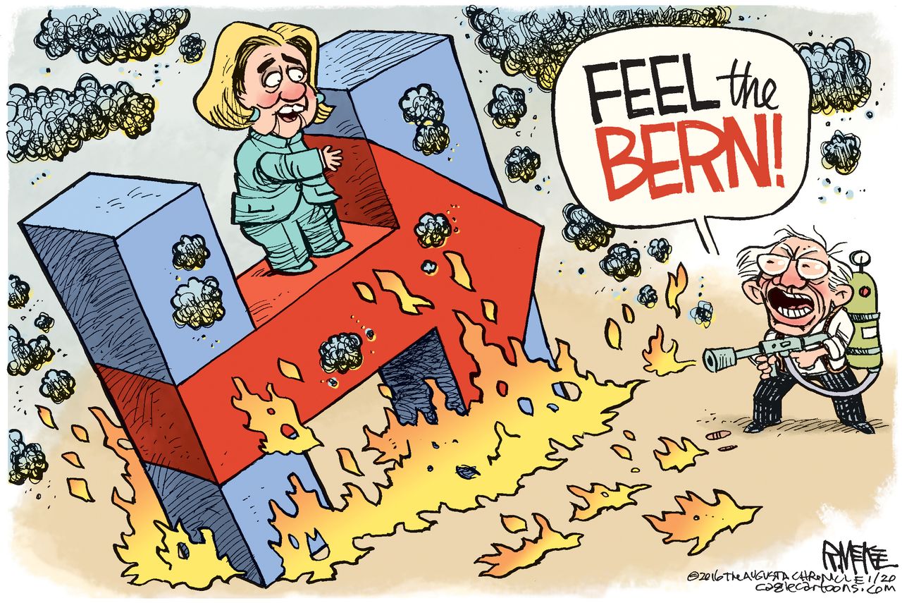 Political Cartoon U.S. Hillary Bernie