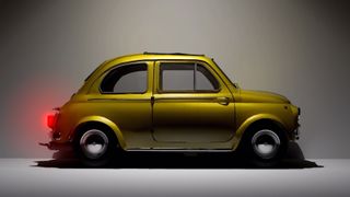 A small yellow car on a vignetted background.