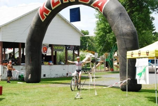Jeff Schalk celebrates his win and his course record.