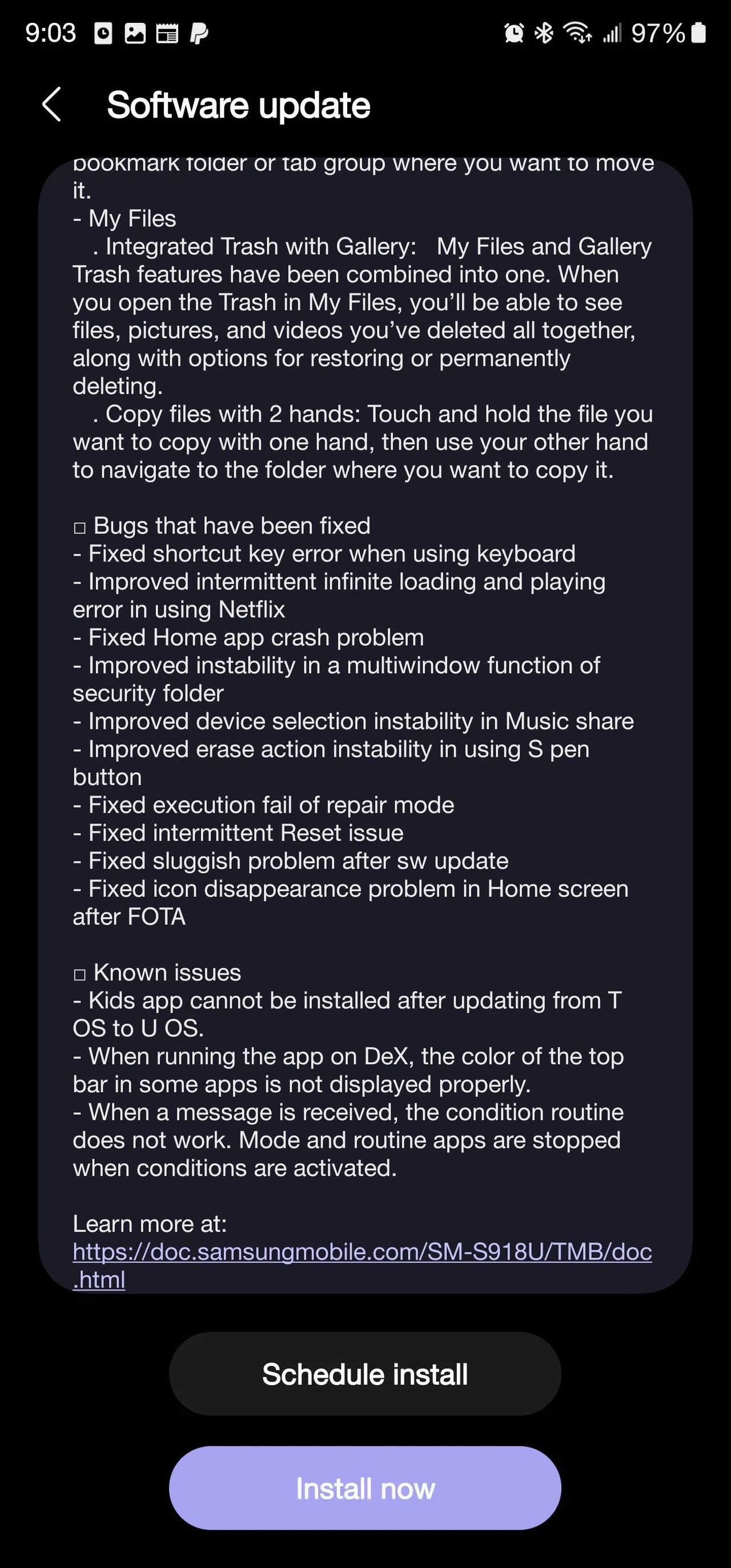 A screenshot of One UI 6 beta update