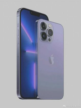 An unofficial render of a purple iPhone 14 Pro