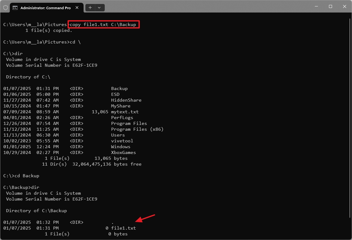 Command Prompt copy command