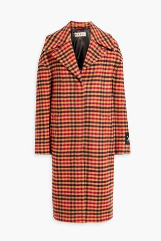 Checked Wool-Blend Felt Coat