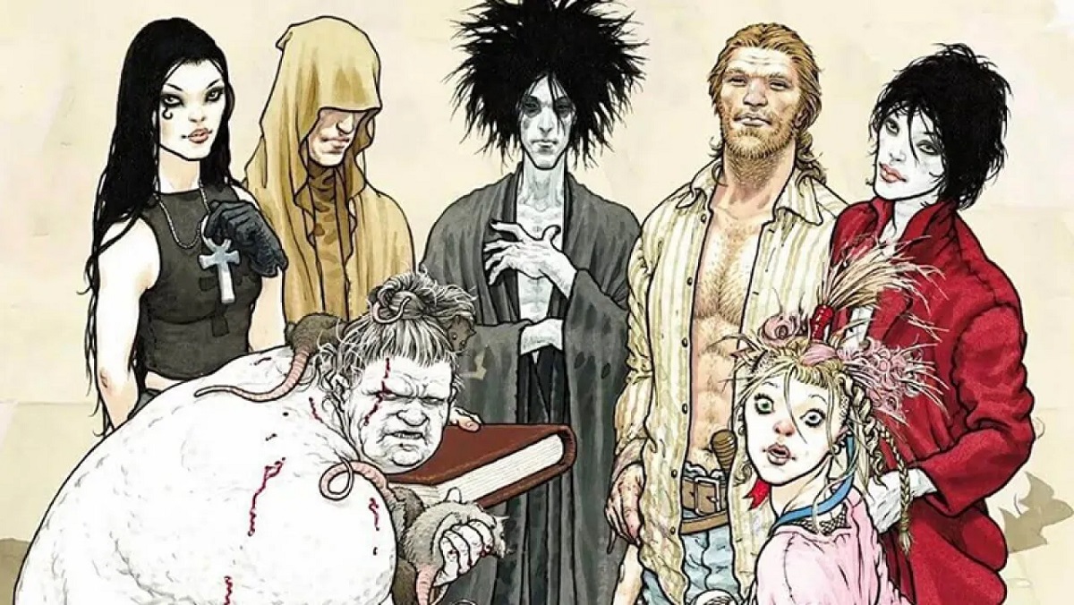 A screenshot of a drawing of the seven Endless beings in The Sandman comics